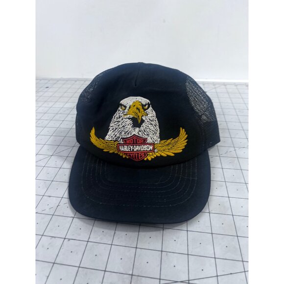 Harley-Davidson Eagle Logo Black Mesh Snapback Trucker Hat - Picture 3 of 7